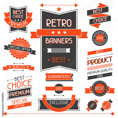 Vector: Retro banners. Set of labels and stickers. Retro banners. Set of labels and stickers.
