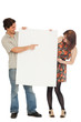 Caucasian couple with blank papers