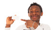 Foto: Handsome black guy with empty table Handsome black guy with empty table