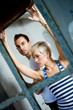 urban couple, man and woman posing