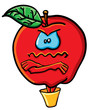 Funny cartoon apple in the bucket