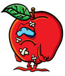Funny battered cartoon apple