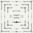 Vector set of decorative horizontal floral elements, corners, b
