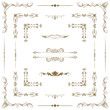 Vector set of gold decorative horizontal floral elements, corne