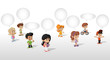 Cartoon children talking with speech balloon