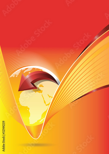 Vector: Vector abstract orange background with continents Vector abstract orange background with continents