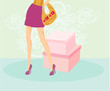 Illustration: vector of women legs and handbag vector of women legs and handbag