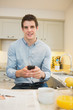 Man texting on his mobile phone