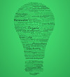 Words forming a light bulb