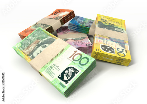 Photo: Australian Dollar Notes Bundles Stack Australian Dollar Notes Bundles Stack