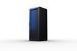 Rack of servers with blue lights
