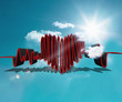 Illustration: Drawn heart rate line in the sky Drawn heart rate line in the sky