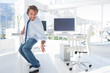 Photo: Employee skating in the office Employee skating in the office