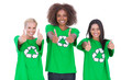 Happy group of enviromental activists giving thumbs up