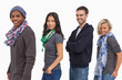Photo: Stylish young people in a row smiling Stylish young people in a row smiling