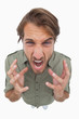 Overhead angle of angry man