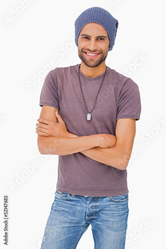 Photo: Stylish man wearing beanie hat Stylish man wearing beanie hat