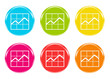 Iconos con gráficos de estadísticas en varios colores
