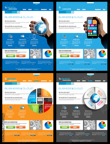 Vector: Web designs set with 4 different subjects-themes Web designs set with 4 different subjects-themes