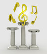 music concept with treble clef on column