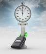 time saver with padlock on ionic column in sky