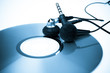 Audio headphones with CD blue tone