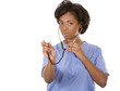 nurse using stethoscope