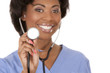 nurse using stethoscope