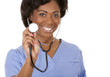 nurse using stethoscope