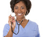 nurse using stethoscope