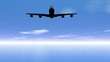 Flying plane upon the ocean - 3D render