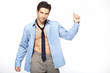 Photo: Elegant man in victory gesture Elegant man in victory gesture