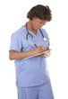 nurse using stethoscope