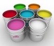 Illustration: open buckets with a paint open buckets with a paint