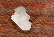 natural hole in old wall, brick frame