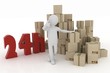 Ilustração : man advertises service of delivery of parcels man advertises service of delivery of parcels
