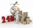 Ilustração : man advertises a parcel delivery service within 24 hours man advertises a parcel delivery service within 24 hours