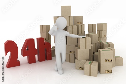 Illustration: man advertises service of delivery of parcels man advertises service of delivery of parcels