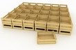 Empty wooden boxes. Containers for fruits and vegetables.