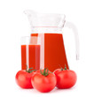 Tomato vegetable juice in glass jug