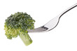 Photo: Broccoli on fork isolated on white background cutout. Healthy ea Broccoli on fork isolated on white background cutout. Healthy ea