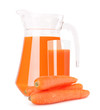 Carrot vegetable juice in glass jug