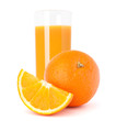 Juice glass and orange fruit