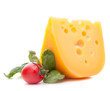 Cheese and basil leaves still life