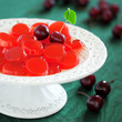 Homemade cherry jelly candy, selective focus