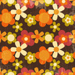 Retro Style Colorful Flower Seamless Pattern