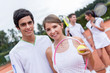 Tennis couple playing doubles