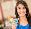 Woman having a drink