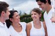 Happy tennis players