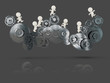 3D people on cogwheels